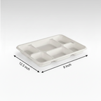 Planet Eco Corp 12.5x9 inch Large 6 Compartment Compostable Meal Trays, 6CP divided plates, Sugarcane Bagasse, Heavy Duty Paper, Leak-Resistant & Oil-Resistant, Microwave & Freezer Safe, PFAS-Free