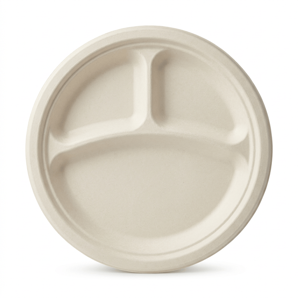 Planet Eco Corp | 10 Inch 3-Compartment Compostable Plates | Pack of 50