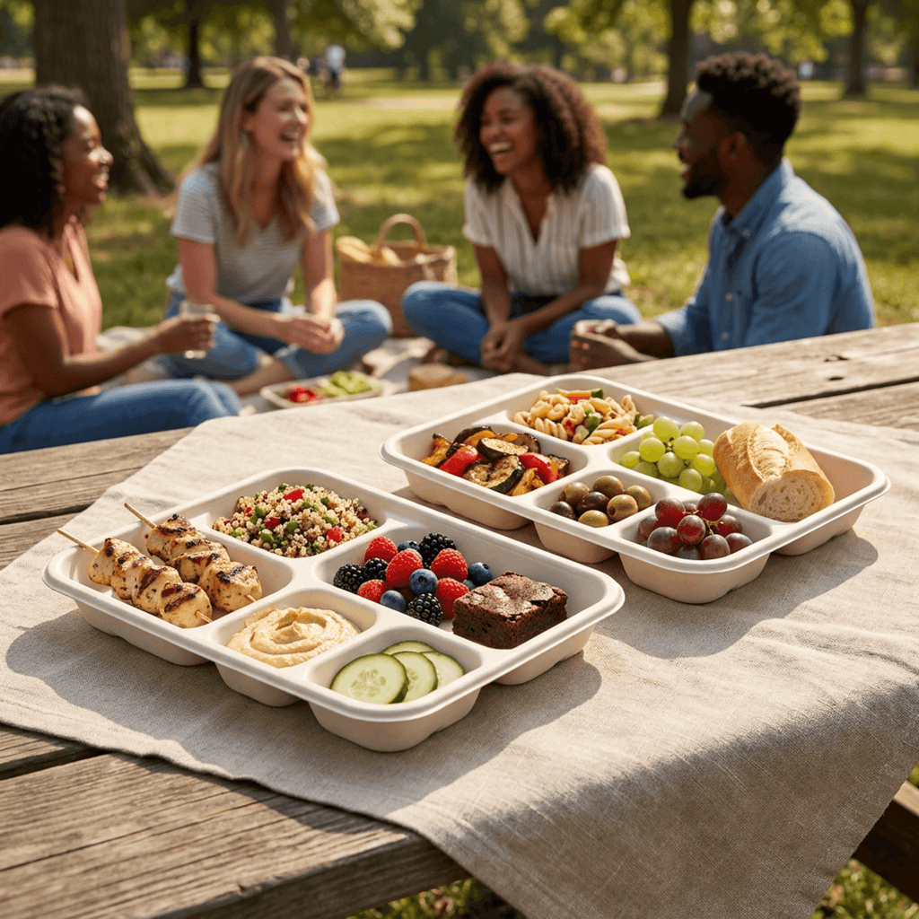 Planet Eco Corp | 5-Compartment 11 Inch Compostable Meal Tray | 50 Pack