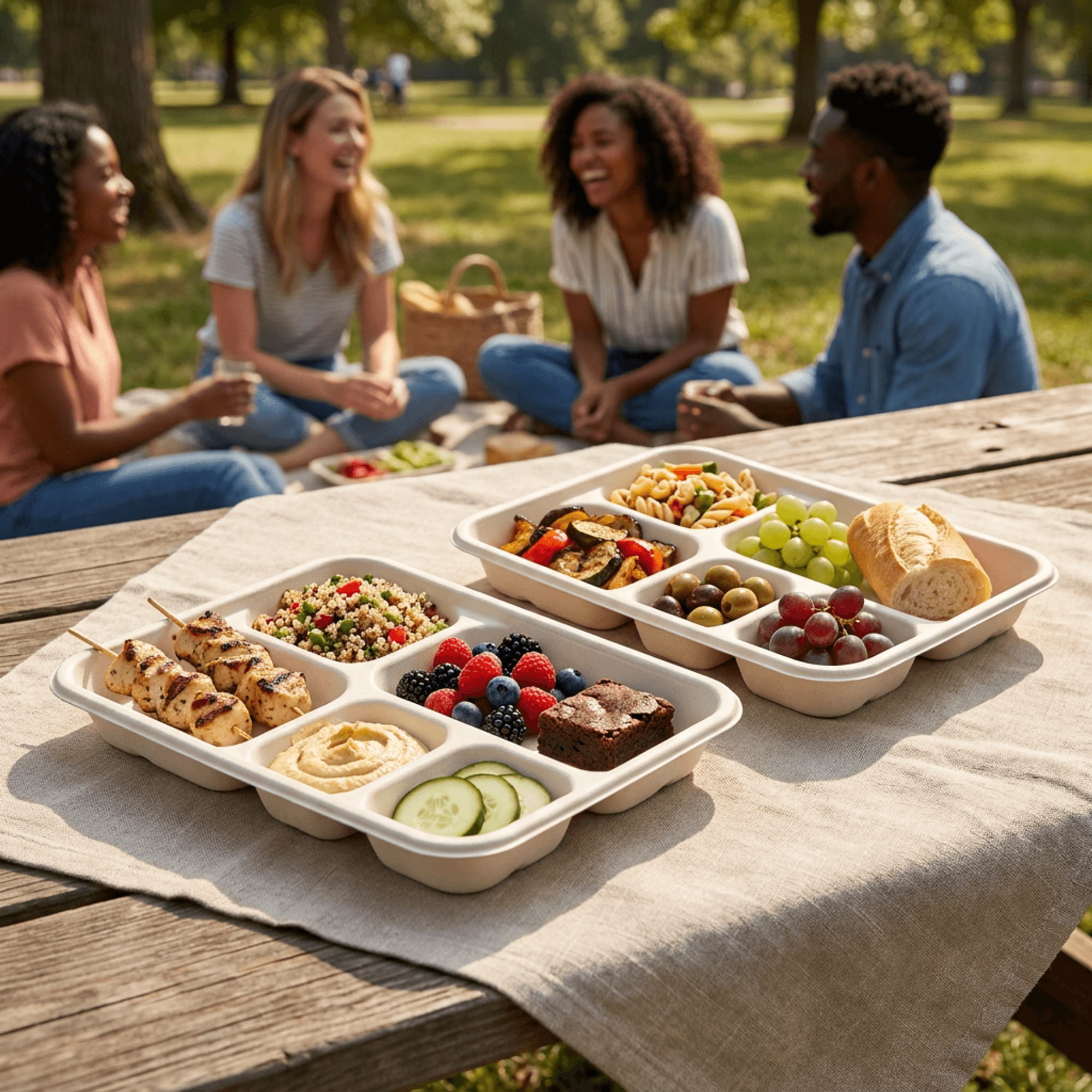 Planet Eco Corp | 5-Compartment 11 Inch Compostable Meal Tray | 50 Pack