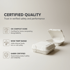 Planet Eco Corp 9x9 Inch Compostable Clamshell Food Containers - 50 Pack, Sugarcane Bagasse, Leak-Resistant, Microwave Safe, Eco-Friendly Takeaway Food Boxes, PFAS-Free & Biodegradable