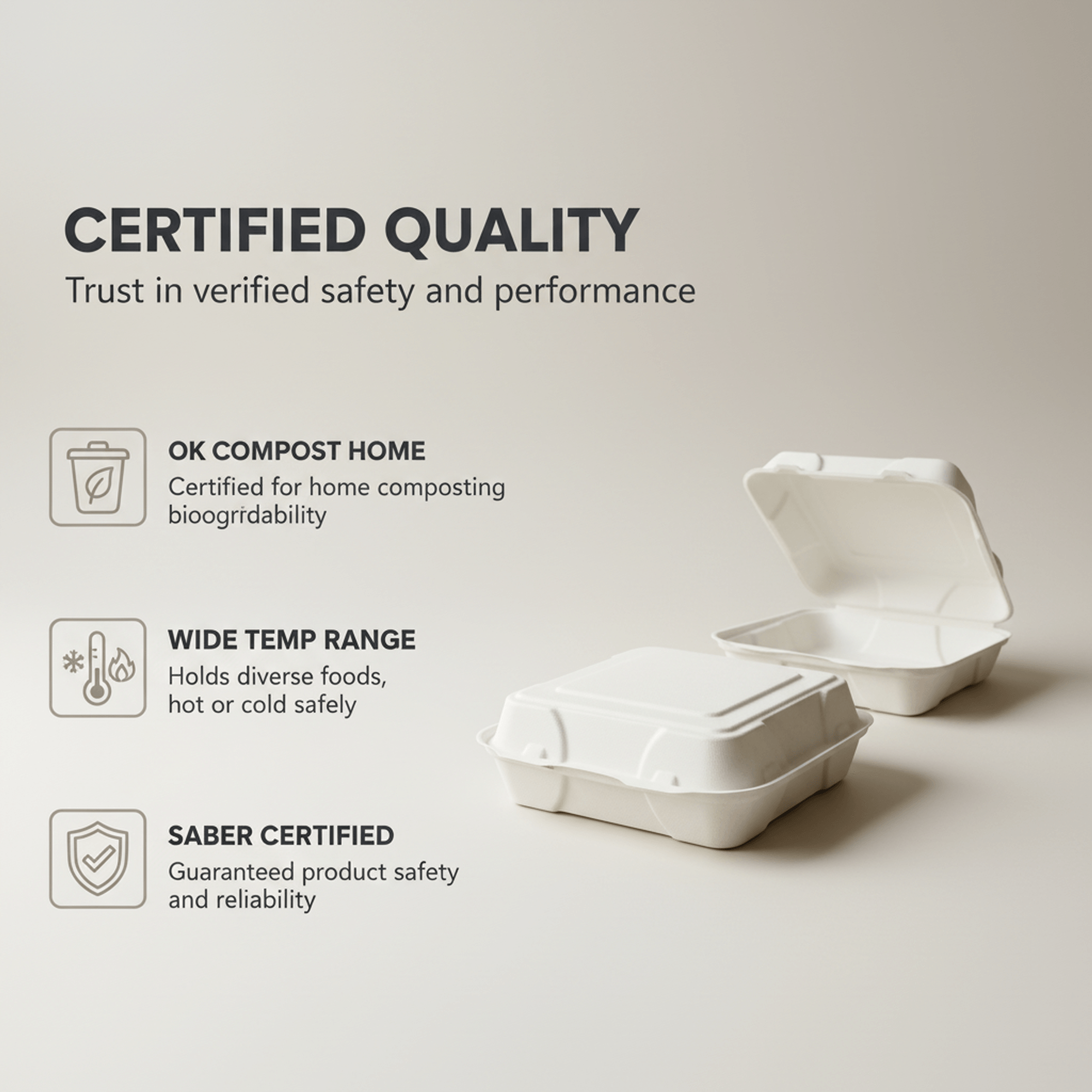 Planet Eco Corp 9x9 Inch Compostable Clamshell Food Containers - 50 Pack, Sugarcane Bagasse, Leak-Resistant, Microwave Safe, Eco-Friendly Takeaway Food Boxes, PFAS-Free & Biodegradable