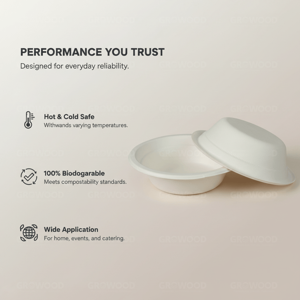 Planet Eco 12 OZ/360 ML Sugarcane Bagasse Bowl – Compostable Disposable Bowl