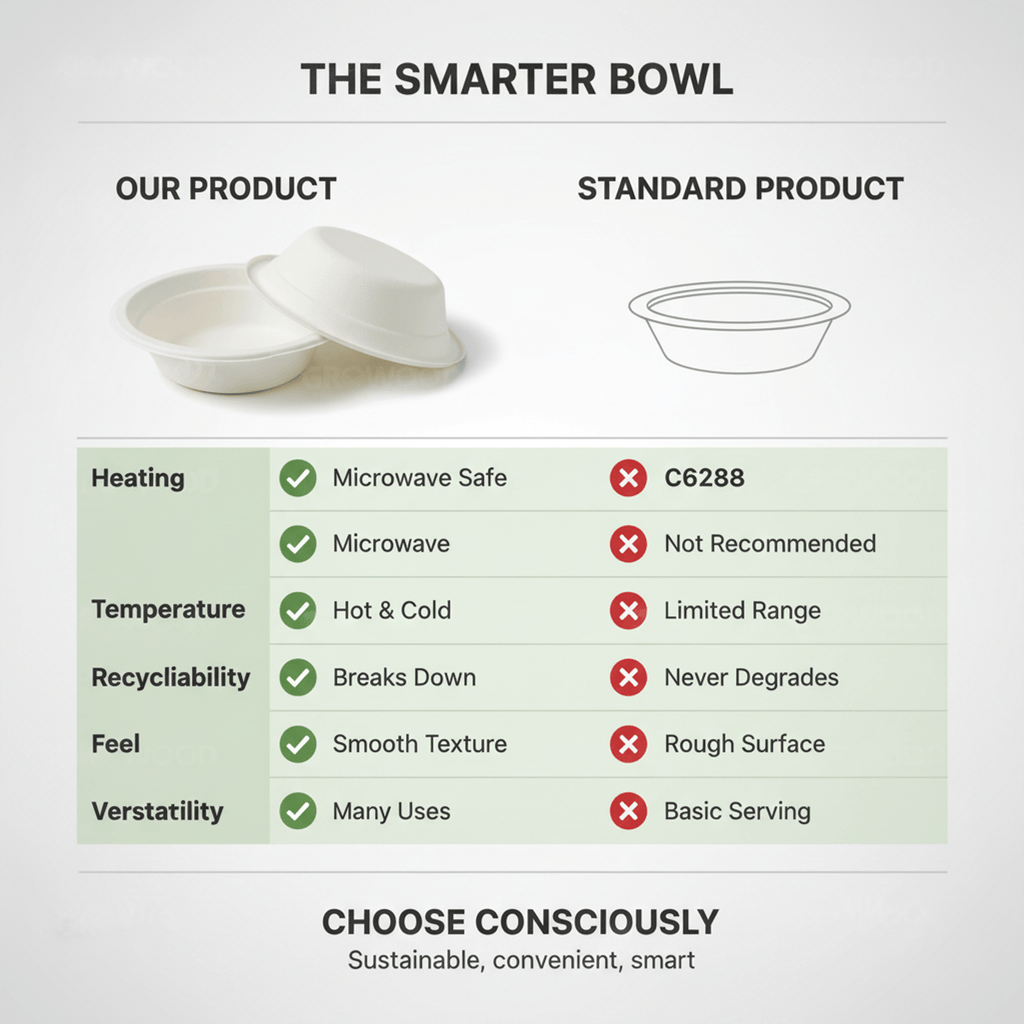 Planet Eco 12 OZ/360 ML Sugarcane Bagasse Bowl – Compostable Disposable Bowl