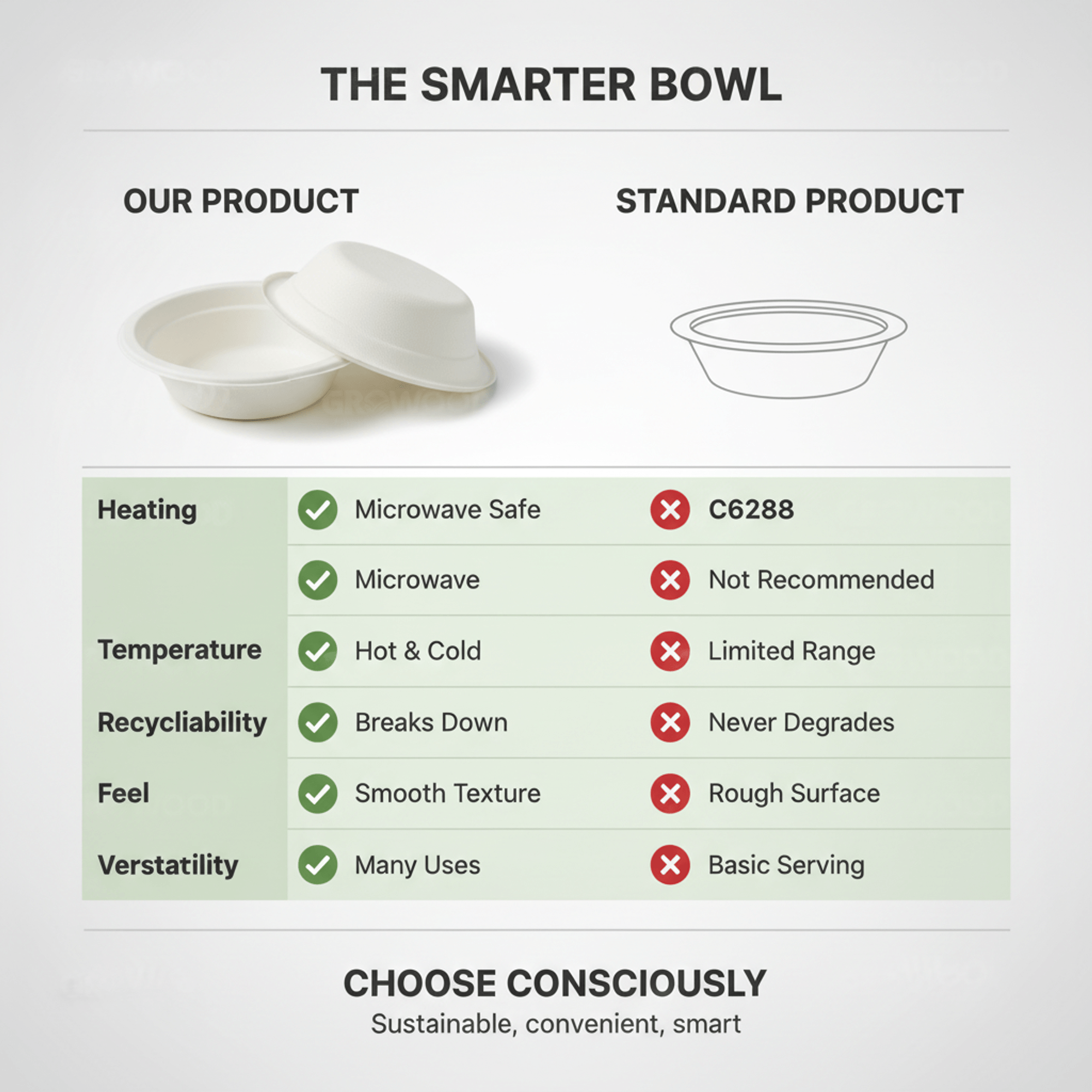 Planet Eco 12 OZ/360 ML Sugarcane Bagasse Bowl – Compostable Disposable Bowl