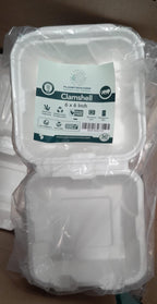 Planet Eco Corp 6 x 6 Inch Compostable Clamshell To Go Containers, Sugarcane Bagasse Takeaway Containers, Leak-Resistant, Microwave Safe, PFAS-Free, Eco-Friendly Food Packaging