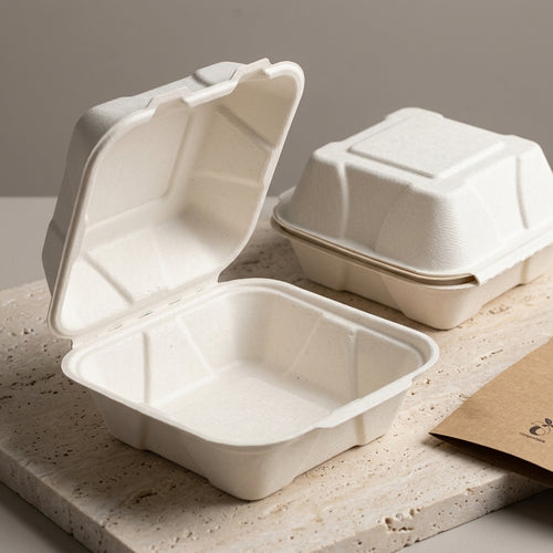 Eco Corp 6" x 6" Burger Box Clamshell - 100% Compostable